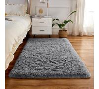XUEDNGM Tapis de Sol Moelleux Shaggy 65 x 130 cm Moelleux et Moderne, Dessous Antidérapant, Moelleux Tapis en Fourrure Synthétique Couleur Unie Tapis pour Salon, Chambre à Coucher, Gris