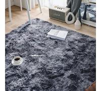 XUEDNGM Tapis Décoratif Tapis de Salon 140 x 160 cm Antidérapant, Pelucheux, Shaggy, Lavable Pile Douce Tapis en Fourrure Synthétique Couleur Unie Tapis pour Salon, Chambre, Gris Foncé