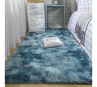 XUEDNGM Tapis Moelleux à Poils Tapis de Chambre 110 x 200 cm Moelleux et Moderne, Dessous Antidérapant, Moelleux Tapis Moderne à Poils Longs Tapis Salon Lavable pour Salon, Chambre, Bleu Foncé