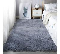 XUEDNGM Tapis Moelleux pour Salon Chambre 85 x 85 cm Dessous Antidérapant, Lavable à 30 Degrés, Super Doux Tapis en Fourrure Synthétique Couleur Unie Tapis pour Salon, Chambre, Gris