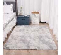 XUEDNGM Tapis Moelleux Tapis Chambre 105 x 105 cm Antidérapant, Pelucheux, Shaggy, Lavable Pile Douce Tapis Doux Salon Longues Soft Tapis Antidérapant pour Salon, Chambre, Gris Clair