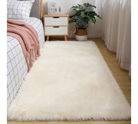 XUEDNGM Tapis Moelleux Tapis Chambre 40 x 200 cm Antidérapant, Pelucheux, Shaggy, Lavable Pile Douce Couleur Unie Tapis Salon Moderne Tapis Doux Salon pour Salon, Chambre, Couleur Crème