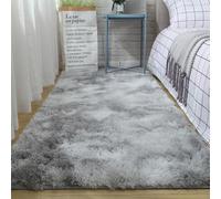 XUEDNGM Tapis Moelleux Tapis Chambre 50 x 200 cm Moderne, Doux, en Peluche, Lavable, Unicolore Tapis Moelleux de Salon Tapis Poil Long Unicolore pour Salon, Chambre à Coucher, Gris Clair