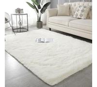 XUEDNGM Tapis Moelleux Tapis Chambre 90 x 130 cm Moelleux et Moderne, Dessous Antidérapant, Moelleux Tapis à Poils Longs Tapis de Salon à Poils Longs pour Salon, Chambre à Coucher, Blanc