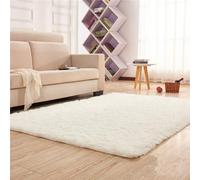 XUEDNGM Tapis Moelleux Tapis Chambre 90 x 140 cm Dessous Antidérapant, Lavable à 30 Degrés, Super Doux Tapis Salon Shaggy Tapis Modernes de Salon Soft pour Salon, Chambre, Blanc