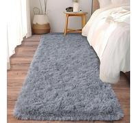 XUEDNGM Tapis Salon Lavable Tapis à Poils Longs 65 x 75 cm Peluche, Doux, Confortable, Couleur Unie Doux et Moelleux Tapis de Chambre Tapis avec Le Fond Antidérapant, Gris