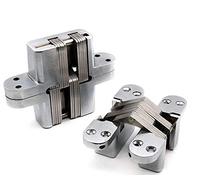 Xuee Charnières de porte cachées Charnières invisibles Charnières cachées Charnières à 180 degrés en alliage de zinc (1 paire avec vis) (Silver)