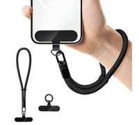 xuefenfei Dragonnes de Téléphone, Chaîne de Téléphone Portable Courte Universelle, Sangle de Téléphone Portable Universelle pour Tous Les Smartphones avec Patch (Noir)