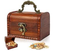 xuefenfei Petit Coffre au Trésor en Bois Vintage, 12 * 8 * 8cm Rangement en Bois Petit Coffre, Coffre Au TréSor De Pirate pour Ranger Décorer, Personnels et Cadeaux (Marron)