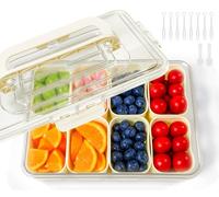 xuefenfei Snack Box, Boite Pique Nique Plateau de Service Divisé, Boîte à Goûter à 8 Compartiments avec Couvercle, Poignée et Couverts, Bol à Collation per Picnic e Riunioni di Famiglia