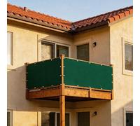 XUEHMIN Brise Vue 50 x 500 cm UV Résistant, Vent, Imperméable, D'Ombrage Imperméable Cache Vue Balcon avec Œillets, Cordons pour Patio, Vert Foncé