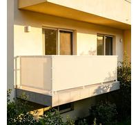 XUEHMIN Brise Vue Balcon 30 x 180 cm Résistant Au Vent et Aux UV, Opaque, Et Imperméable Paravent Extérieur, Filet d'ombrage avec Attaches de Câble et Cordons pour Exterieur, Blanc cassé