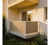 XUEHMIN Brise Vue Balcon 55 x 400 cm Protection UV, Coupe-Vent et Imperméable Pare-Vue Revêtement de Balcon avec Attaches de Câble et Cordons pour Balustrade, Kaki