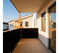 XUEHMIN Brise Vue Balcon 55 x 400 cm UV Opaque, Résistant Aux, Protection Contre Soleil, Contre Vent Cache Brise Opaque UV Résistant avec Attaches de Câble et Cordons pour Exterieur, Noir