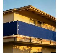 XUEHMIN Brise Vue Balcon 55 x 400 cm UV, Résistant Aux Intempéries, Résistant à La Déchirure Clôture Jardin Extérieure avec Attaches de Câble et Cordons pour Exterieur, Bleu Foncé