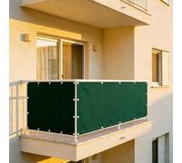 XUEHMIN Brise Vue Jardin 80 x 475 cm Résistant Au Vent et Aux UV, Opaque, Et Imperméable Cache Vue Opaque Imperméable avec Attaches de Câble et Cordons pour Balustrade, Vert Foncé