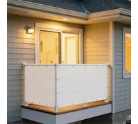 XUEHMIN Filet D’Ombrage 50 x 500 cm Protection UV, Coupe-Vent et Imperméable Protection de La Vie Privée avec Œillets, Cordons pour Balustrade, Blanc