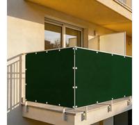 XUEHMIN Filet D’Ombrage 55 x 400 cm Protection UV, Coupe-Vent et Imperméable Brise Vue Balcon Extérieur avec Œillets, Cordons pour Exterieur, Vert Foncé