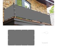 XUEHMIN Filet D’Ombrage 55 x 400 cm Résistant Au Vent et Aux UV, Opaque, Et Imperméable Brise Vue Balcon Exterieur avec Œillets, Cordons pour Balustrade, Gris Clair
