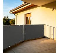 XUEHMIN Filet D’Ombrage 55 x 400 cm Résistant Au Vent et Aux UV, Opaque, Et Imperméable Paravent Extérieur, Filet d'ombrage avec Œillets, Attaches de Câble pour Balustrade, Gris Foncé