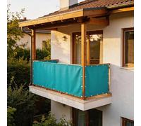 XUEHMIN Filet D’Ombrage 55 x 400 cm UV, Résistant Aux Intempéries, Résistant à La Déchirure Brise Vue pour Balcon, Cache Balcon avec Œillets, Cordons pour Exterieur, Bleu Ciel