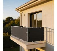 XUEHMIN Filet D’Ombrage 55 x 400 cm UV, Résistant Aux Intempéries, Résistant à La Déchirure Brise-Vue pour Balcon, Écran Brise avec Œillets, Cordons pour Jardin, Gris Foncé
