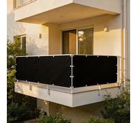 XUEHMIN Filet Occultant 50 x 500 cm UV Opaque, Résistant Aux, Protection Contre Soleil, Contre Vent Brise Vue Balcon Exterieur avec Attaches de Câble et Cordons pour Balustrade, Noir
