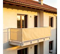 XUEHMIN Filet Occultant 50 x 500 cm UV, Résistant Aux Intempéries, Résistant à La Déchirure Protection Balcon Brise, Brise-Vue avec Œillets, Cordons pour Terrasse, Couleur Crème