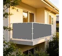 XUEHMIN Filet Occultant 50 x 500 cm UV Résistant, Vent, Imperméable, D'Ombrage Cache Vue Opaque Imperméable avec Attaches de Câble et Cordons pour Patio, Gris Clair