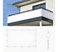 XUEHMIN Filet Occultant 55 x 400 cm Résistant Au Vent et Aux UV, Opaque, Et Imperméable Confidentialité Extérieur avec Œillets, Cordons pour Terrasse, Blanc