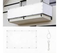 XUEHMIN Filet Occultant 55 x 400 cm UV Résistant, Vent, Imperméable, D'Ombrage Brise Vue pour Balcon, Cache Balcon avec Œillets, Cordons pour Jardin, Blanc
