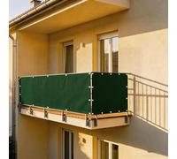 XUEHMIN Imperméable Cache Vue Balcon Protection 50 x 500 cm Protection UV, Coupe-Vent et Imperméable Bâche de Balcon Brise-Vue avec Œillets, Cordons pour Balustrade, Vert Foncé