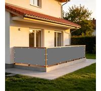 XUEHMIN Imperméable Cache Vue Balcon Protection 50 x 500 cm Protection UV, Coupe-Vent et Imperméable Couverture de Confidentialité avec Œillets, Cordons pour Exterieur, Gris Clair