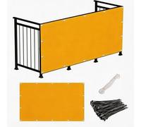 XUEHMIN Imperméable Cache Vue Balcon Protection 55 x 400 cm Protection UV, Coupe-Vent et Imperméable Cache Vue Balcon avec Œillets, Attaches de Câble pour Patio, Jaune