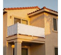 XUEHMIN Imperméable Cache Vue Balcon Protection 55 x 400 cm Protection UV, Coupe-Vent et Imperméable de La Vie Privée avec Œillets, Attaches de Câble pour Terrasse, Blanc