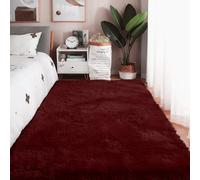XUEHMIN Tapis Salon 250 x 350 cm Lavable en Machine Tapis Shaggy Long Extra Large pour Chambre à Coucher, Couloir et Salon, Vin Rouge