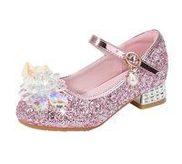 XUEJIANN Chaussures de princesse à talons hauts pour fille - Semelles douces - Antidérapantes - Ballerine festive - Chaussures de soirée - Chaussures de mariage - Chaussures de mariage, Rose 2, 28 EU