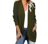 XUEJIANN Manteau d'hiver pour femme en laine - Cardigan en tricot épais - Veste de transition élégante - Veste tricotée - Cardigan long - Veste polaire fine - Grandes tailles - Veste softshell pour