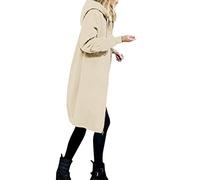 XUEJIANN Trench Manteau pour femme - Automne - Hiver - Poches chaudes - Cordon de serrage - Fermeture éclair - Ouvert - Veste à capuche fine - Cardigans longs en tricot - Élégant, kaki, XXL