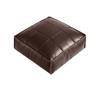 XUELOMZ Pouf de Rangement marocain en Cuir synthétique Marron Clair, carré, avec Coussin de Sol et Repose-Pieds, idéal pour Le Salon