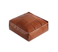 XUELOMZ Pouf marocain de Rangement, Repose-Pieds carré, Cube, avec Housse en Cuir synthétique, pour décoration de Salon, Marron Clair