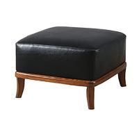 XUELOMZ Repose-Pieds Moderne en Cuir, Repose-Pieds Haut de Gamme pour Salon, Repose-Pieds Multifonction avec Pieds en Bois Massif, Rond, Orange, 50 x 50 x 32 cm, carré, Noir