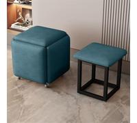 XUELOMZ Siège Cube 5 en 1 avec roulettes pivotantes, Tabouret de canapé empilable, Repose-Pieds Mobile, Chaise roulante pour Salon, Chambre à Coucher, Tissu Technique Vert foncé