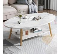 XUELOMZ Table Basse en Bois Table Basse Simple avec étagère Table Basse Nordique Table Basse d'appartement Table Basse créative Table d'appoint Forme Ovale en marbre + étagère in