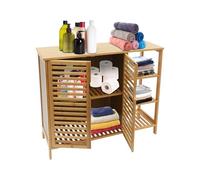XUEMANSHOP Buffet de rangement, à double porte, capacité de charge de 20 à 30 kg, pour salon, cuisine, chambre à coucher, 100 x 35 x 80 cm, couleur bois (grande armoire de rangement avec trois portes)