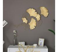 XUEMANSHOP Décoration murale en métal - Gingko - 55 x 110 cm - Décoration murale 3D - Pour maisons, villas, hôtels, restaurants et institutions publiques commerciales - Doré