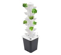 XUEMANSHOP Hydroponic Growing System Tour hydroponique à 6 étages 30 trous avec réservoir d'eau de 10 l et indicateur de niveau d'eau pour tomates, fraises, salade, piments, menthe (gris)
