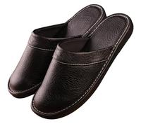 XUEMML Pantoufles en Cuir pour Hommes D'intérieur Et D'extérieur, Pantoufles en Cuir pour Hommes, Pantoufles Antidérapantes Respirantes pour La Maison d'un Couple (Color : Black, Size : EUR43-44)