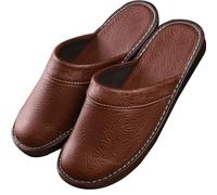 XUEMML Pantoufles en Cuir pour Hommes D'intérieur Et D'extérieur, Pantoufles en Cuir pour Hommes, Pantoufles Antidérapantes Respirantes pour La Maison d'un Couple (Color : Brown, Size : EUR39-40)