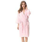 XUEMML Peignoir Femme Ete Coton，Robe Kimono Légère, Vêtements De Nuit Doux pour Femmes, Peignoir Fin en Double Gaze, Pyjama Kimono Japonais. (Color : Pink, Size : XL)